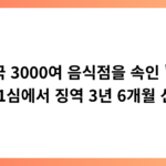 “전국 3000여 음식점을 속인 ‘장염맨’, 1심에서 징역 3년 6개월 선고”